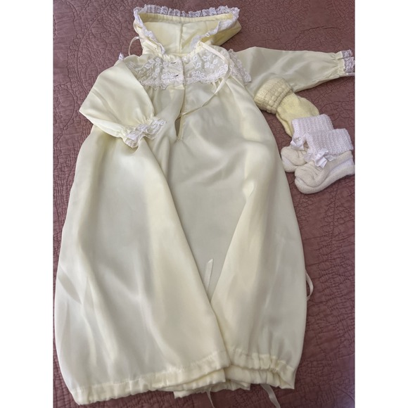 Baby Dior Other - Vtg 1976 BABY DIOR Pastel Yellow Christening Baptism Gown Made In USA 0-3 Months